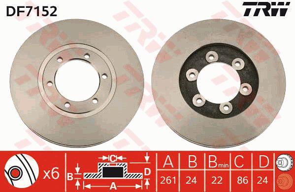 TRW DF7152 Front brake disc ventilated DF7152: Buy near me in Poland at 2407.PL - Good price!