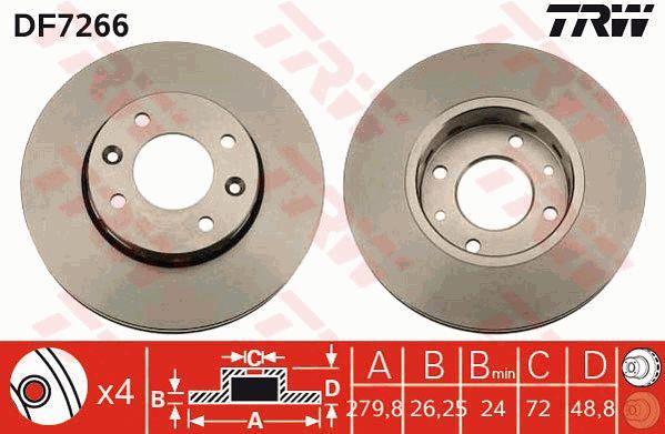 TRW DF7266 Front brake disc ventilated DF7266: Buy near me in Poland at 2407.PL - Good price!
