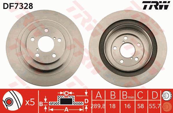 TRW DF7328 Rear ventilated brake disc DF7328: Buy near me in Poland at 2407.PL - Good price!