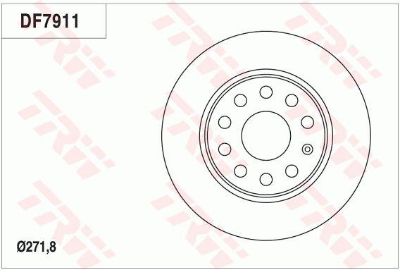 Rear brake disc, non-ventilated TRW DF7911