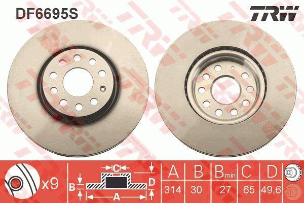 TRW DF6695S Front brake disc ventilated DF6695S: Buy near me in Poland at 2407.PL - Good price!