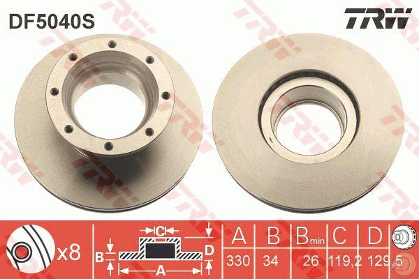 TRW DF5040S Rear ventilated brake disc DF5040S: Buy near me at 2407.PL in Poland at an Affordable price!