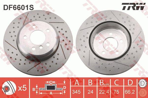 TRW DF6601S Rear ventilated brake disc DF6601S: Buy near me at 2407.PL in Poland at an Affordable price!