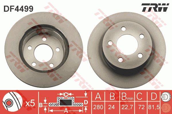 TRW DF4499 Front brake disc ventilated DF4499: Buy near me in Poland at 2407.PL - Good price!