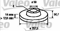 Valeo 186147 Unventilated front brake disc 186147: Buy near me in Poland at 2407.PL - Good price!