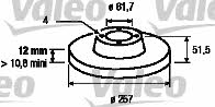 Valeo 186152 Unventilated front brake disc 186152: Buy near me in Poland at 2407.PL - Good price!