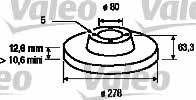 Valeo 186180 Unventilated front brake disc 186180: Buy near me in Poland at 2407.PL - Good price!