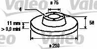 Valeo 186240 Unventilated front brake disc 186240: Buy near me in Poland at 2407.PL - Good price!