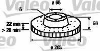 Valeo 186263 Front brake disc ventilated 186263: Buy near me in Poland at 2407.PL - Good price!