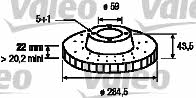 Valeo 186265 Front brake disc ventilated 186265: Buy near me in Poland at 2407.PL - Good price!