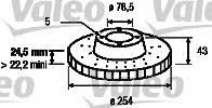 Valeo 186278 Front brake disc ventilated 186278: Buy near me in Poland at 2407.PL - Good price!