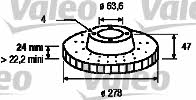 Valeo 186401 Front brake disc ventilated 186401: Buy near me in Poland at 2407.PL - Good price!