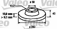 Valeo 186406 Rear brake disc, non-ventilated 186406: Buy near me in Poland at 2407.PL - Good price!