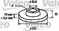 Valeo 186425 Rear brake disc, non-ventilated 186425: Buy near me in Poland at 2407.PL - Good price!
