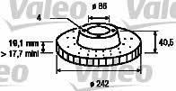 Valeo 186441 Front brake disc ventilated 186441: Buy near me in Poland at 2407.PL - Good price!