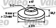 Valeo 186462 Rear brake disc, non-ventilated 186462: Buy near me in Poland at 2407.PL - Good price!