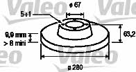 Valeo 186552 Rear brake disc, non-ventilated 186552: Buy near me in Poland at 2407.PL - Good price!