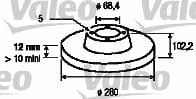 Valeo 186713 Rear brake disc, non-ventilated 186713: Buy near me in Poland at 2407.PL - Good price!