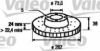 Valeo 186730 Front brake disc ventilated 186730: Buy near me in Poland at 2407.PL - Good price!