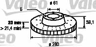 Valeo 186734 Front brake disc ventilated 186734: Buy near me in Poland at 2407.PL - Good price!