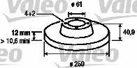 Valeo 186802 Unventilated front brake disc 186802: Buy near me in Poland at 2407.PL - Good price!