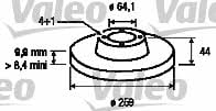 Valeo 186812 Rear brake disc, non-ventilated 186812: Buy near me in Poland at 2407.PL - Good price!