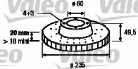 Valeo 186827 Front brake disc ventilated 186827: Buy near me in Poland at 2407.PL - Good price!
