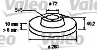 Valeo 186851 Rear brake disc, non-ventilated 186851: Buy near me in Poland at 2407.PL - Good price!