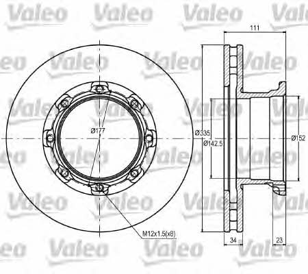 Valeo 187083 Front brake disc ventilated 187083: Buy near me in Poland at 2407.PL - Good price!