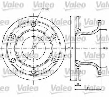 Valeo 187091 Rear ventilated brake disc 187091: Buy near me in Poland at 2407.PL - Good price!