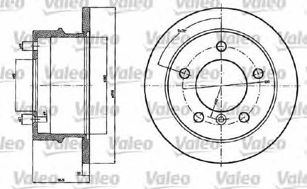 Valeo 187120 Rear brake disc, non-ventilated 187120: Buy near me in Poland at 2407.PL - Good price!