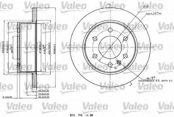 Valeo 187142 Тормозной диск задний невентилируемый 187142: Отличная цена - Купить в Польше на 2407.PL!