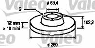 Valeo 197001 Rear brake disc, non-ventilated 197001: Buy near me in Poland at 2407.PL - Good price!