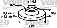 Valeo 197122 Rear brake disc, non-ventilated 197122: Buy near me in Poland at 2407.PL - Good price!