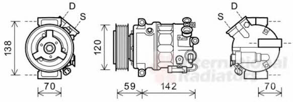 Van Wezel 3700K578 Compressor, air conditioning 3700K578: Buy near me in Poland at 2407.PL - Good price!