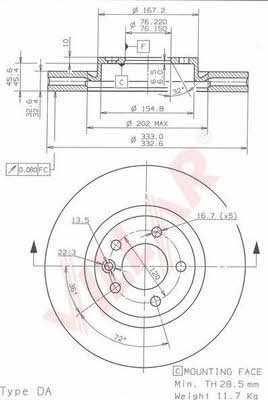 Villar 628.1912 Front brake disc ventilated 6281912: Buy near me in Poland at 2407.PL - Good price!