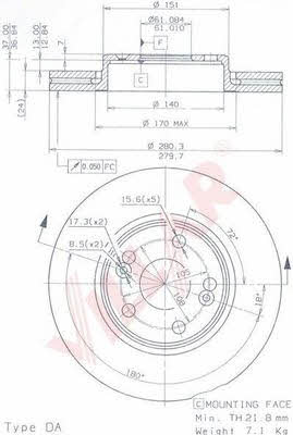 Villar 628.0558 Front brake disc ventilated 6280558: Buy near me in Poland at 2407.PL - Good price!