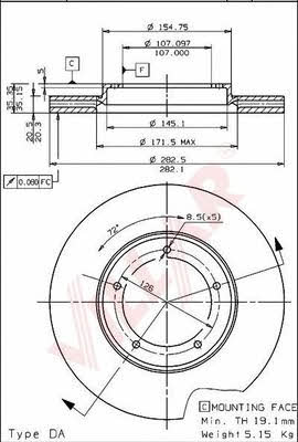 Villar 628.1154 Тормозной диск передний вентилируемый 6281154: Отличная цена - Купить в Польше на 2407.PL!