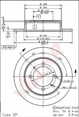 Villar 628.1247 Brake disc 6281247: Buy near me in Poland at 2407.PL - Good price!