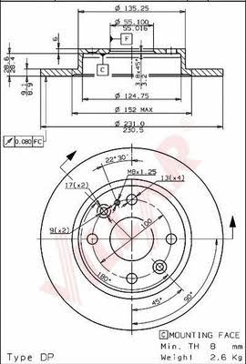 Villar 628.1350 Brake disc 6281350: Buy near me in Poland at 2407.PL - Good price!