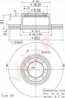 Villar 628.2049 Rear ventilated brake disc 6282049: Buy near me in Poland at 2407.PL - Good price!