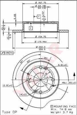 Villar 628.1443 Brake disc 6281443: Buy near me in Poland at 2407.PL - Good price!