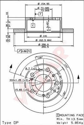 Villar 628.0808 Unventilated front brake disc 6280808: Buy near me in Poland at 2407.PL - Good price!