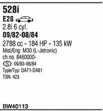  BW40113 Система выпуска отработаных газов BW40113: Отличная цена - Купить в Польше на 2407.PL!