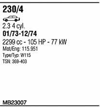  MB23007 Система випуску відпрацьованих газів MB23007: Приваблива ціна - Купити у Польщі на 2407.PL!