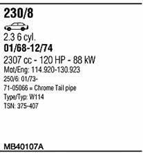  MB40107A Система випуску відпрацьованих газів MB40107A: Приваблива ціна - Купити у Польщі на 2407.PL!