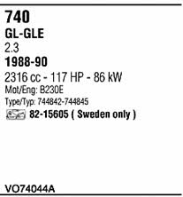  VO74044A Система выпуска отработаных газов VO74044A: Отличная цена - Купить в Польше на 2407.PL!