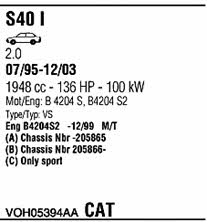  VOH05394AA Система випуску відпрацьованих газів VOH05394AA: Приваблива ціна - Купити у Польщі на 2407.PL!