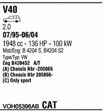  VOH05396AB Система випуску відпрацьованих газів VOH05396AB: Приваблива ціна - Купити у Польщі на 2407.PL!