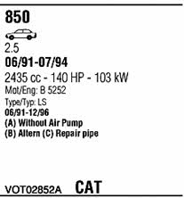  VOT02852A Exhaust system VOT02852A: Buy near me in Poland at 2407.PL - Good price!